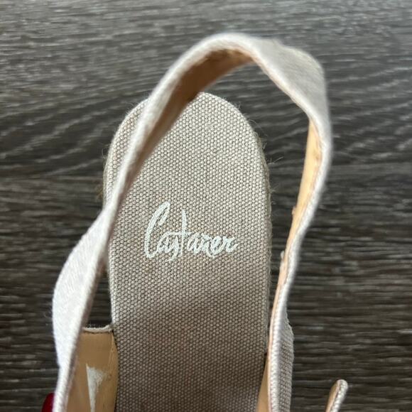 EUC Vintage Castañer Beige Canvas Espadrille Wedge Sandals EU 37 US 6.5 Peep Toe - Picture 4 of 14